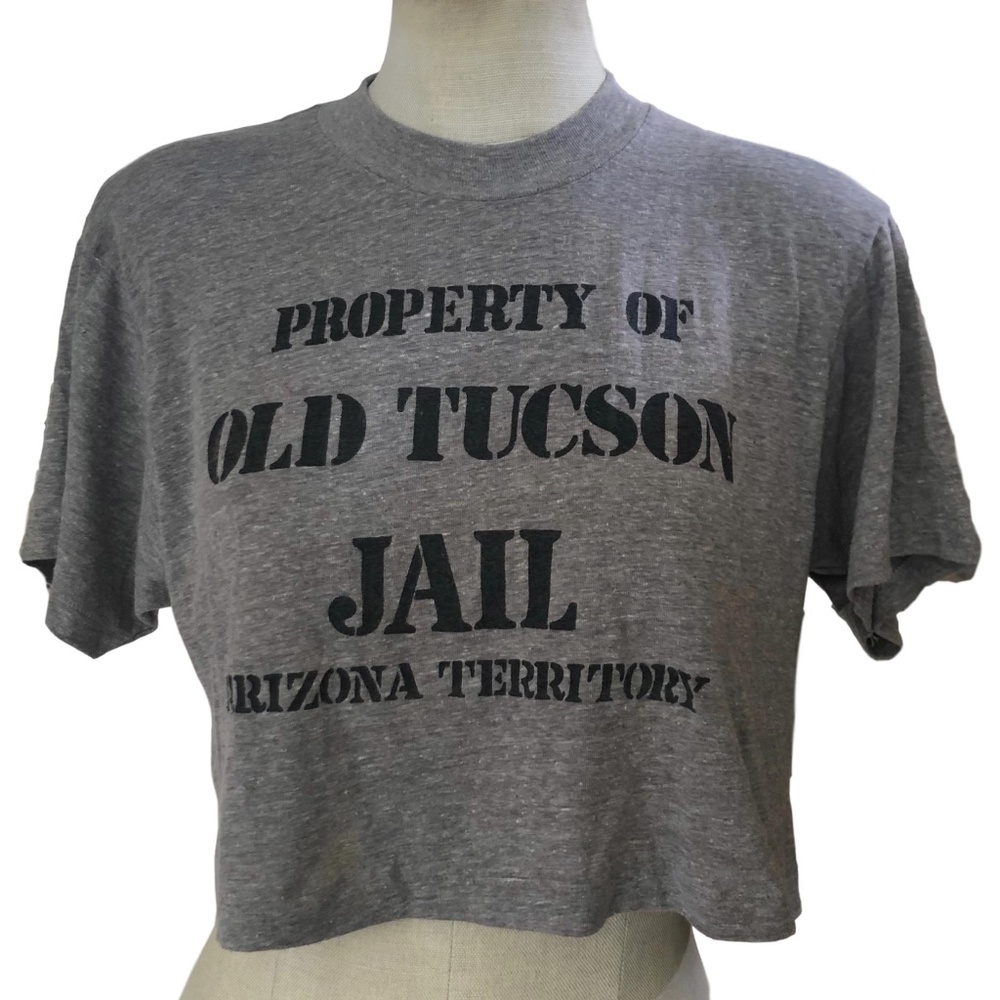 Property Of OLD TUCSON JAIL Arizona Territory CROP Graphic Tee SZ L